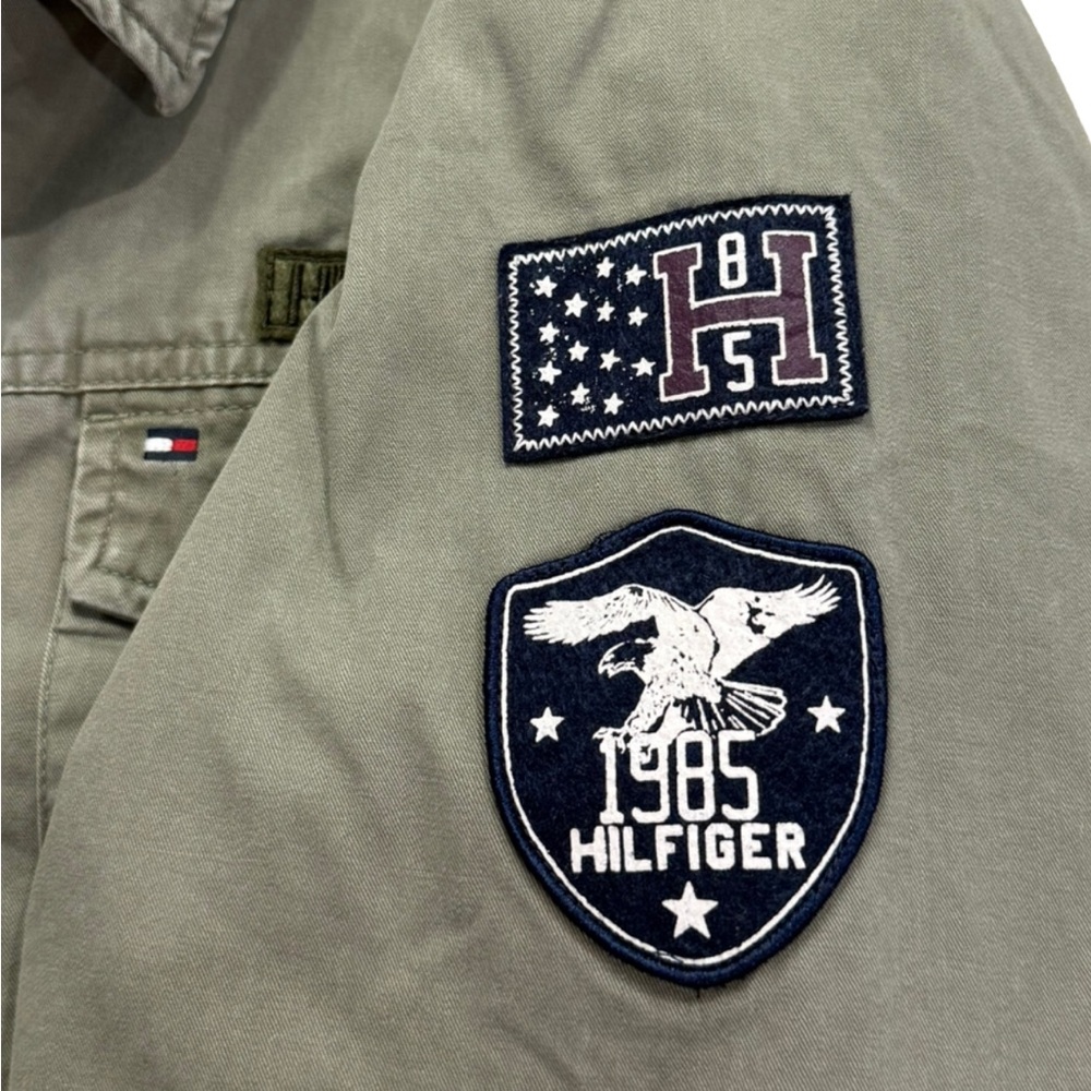 Tommy Hilfiger Olive Green Military Utility Jacket XL 20 Embroidered Patches - Picture 7 of 15